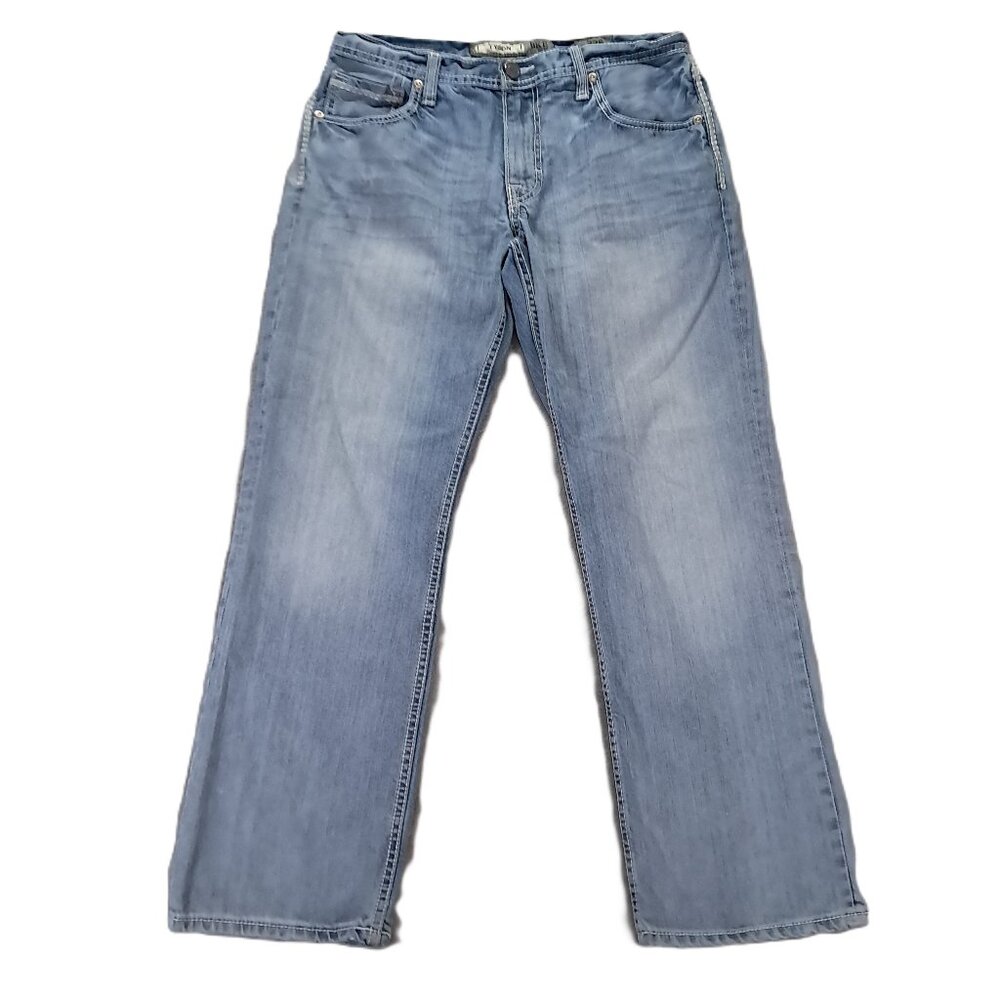 BKE Tyson Jean Men 33x30, Tag 32S Straight Leg Blue Faded Denim 100% Cotton